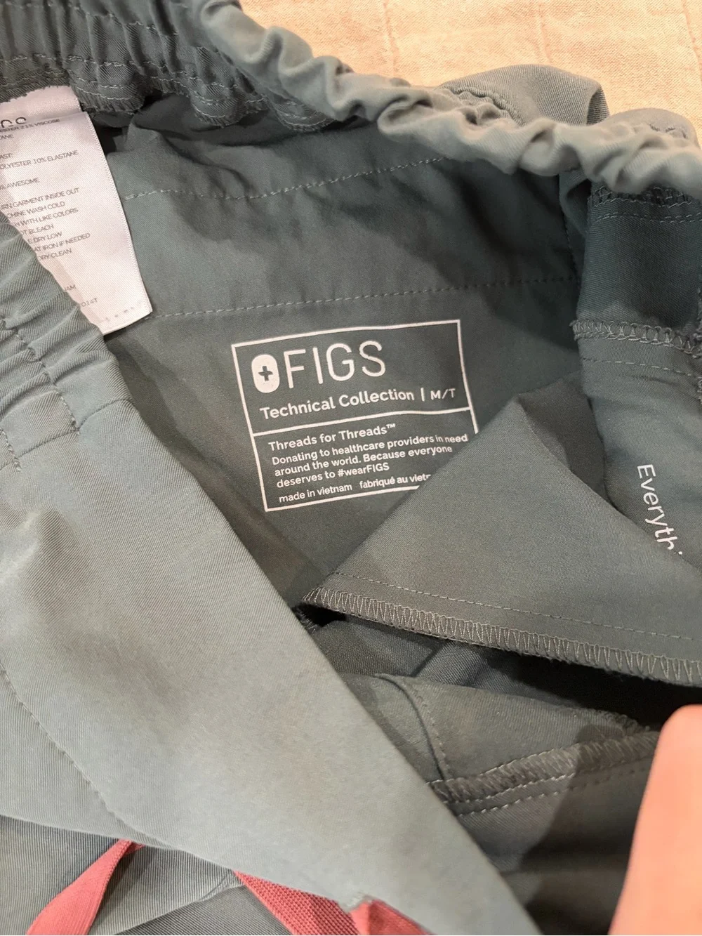 Figs WoMen's Dark Green Joggers with Red Drawcord